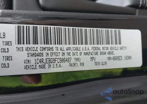 2015 Jeep Grand Cherokee Limited from USA, damaged, VIN 1C4RJEBG9FC906487